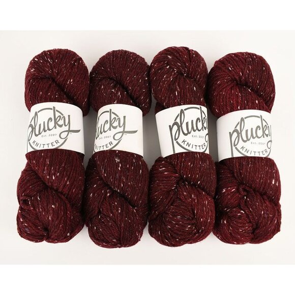Plucky Knitter Tweed Yarn 4 Skein 225 Yds 100g Wool Viscose Color Barn Door